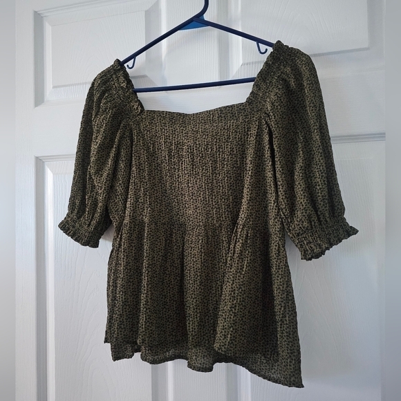 LOFT Dotted Smocked Peplum  Top - Picture 6 of 9